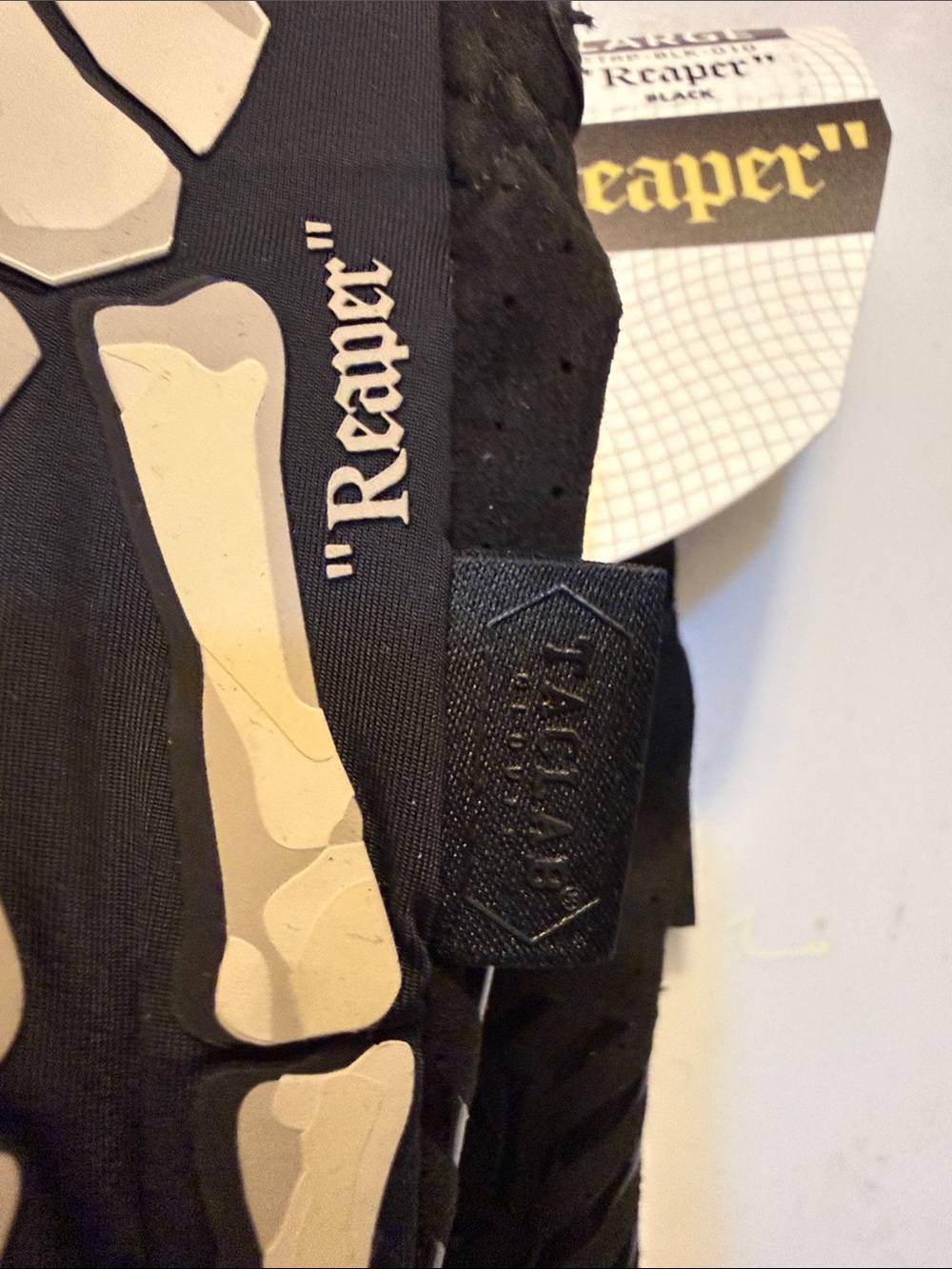 Men's Black Reaper Tactical Gloves with Grey Skeleton Print - Picture 6 of 6